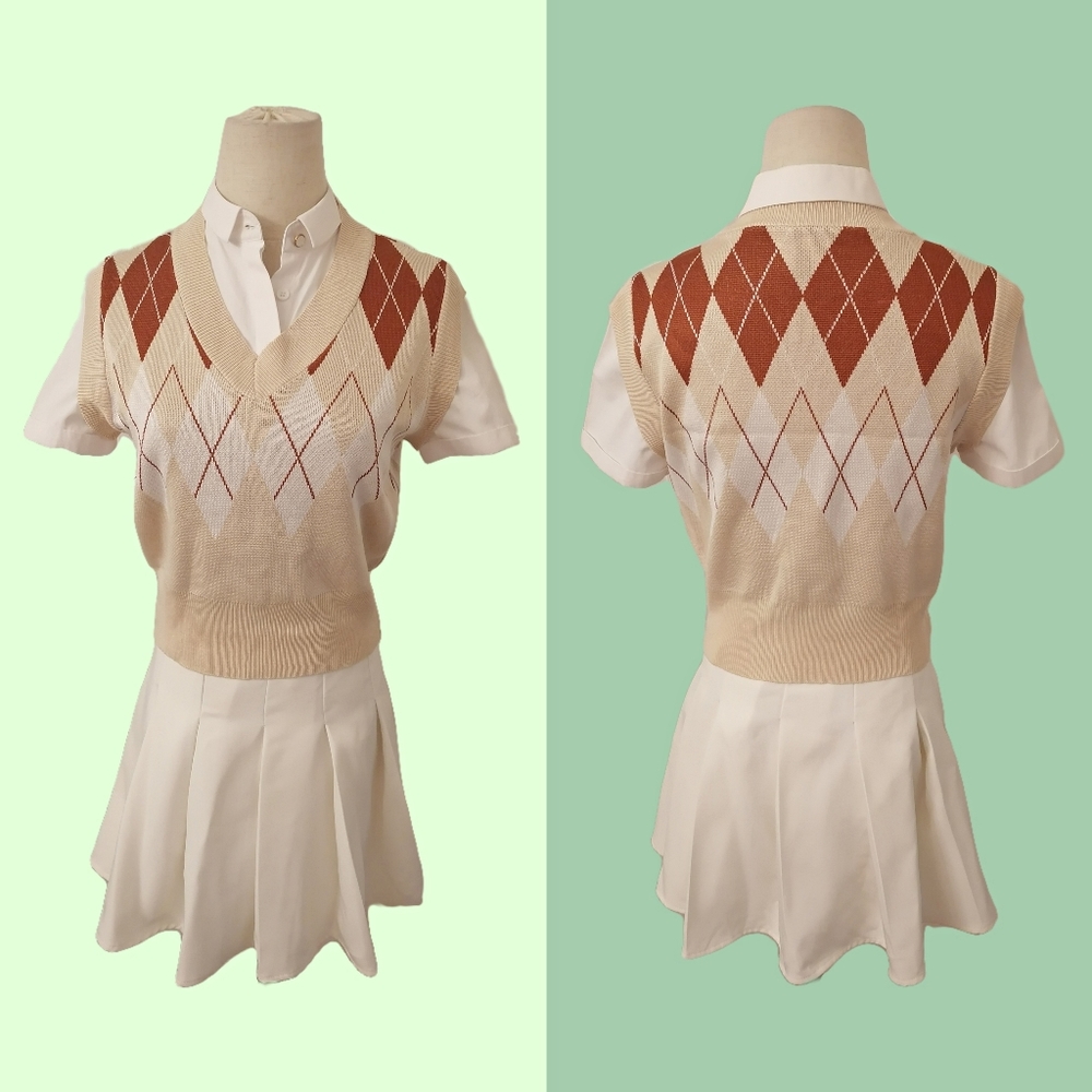 diamond pattern knitted vest